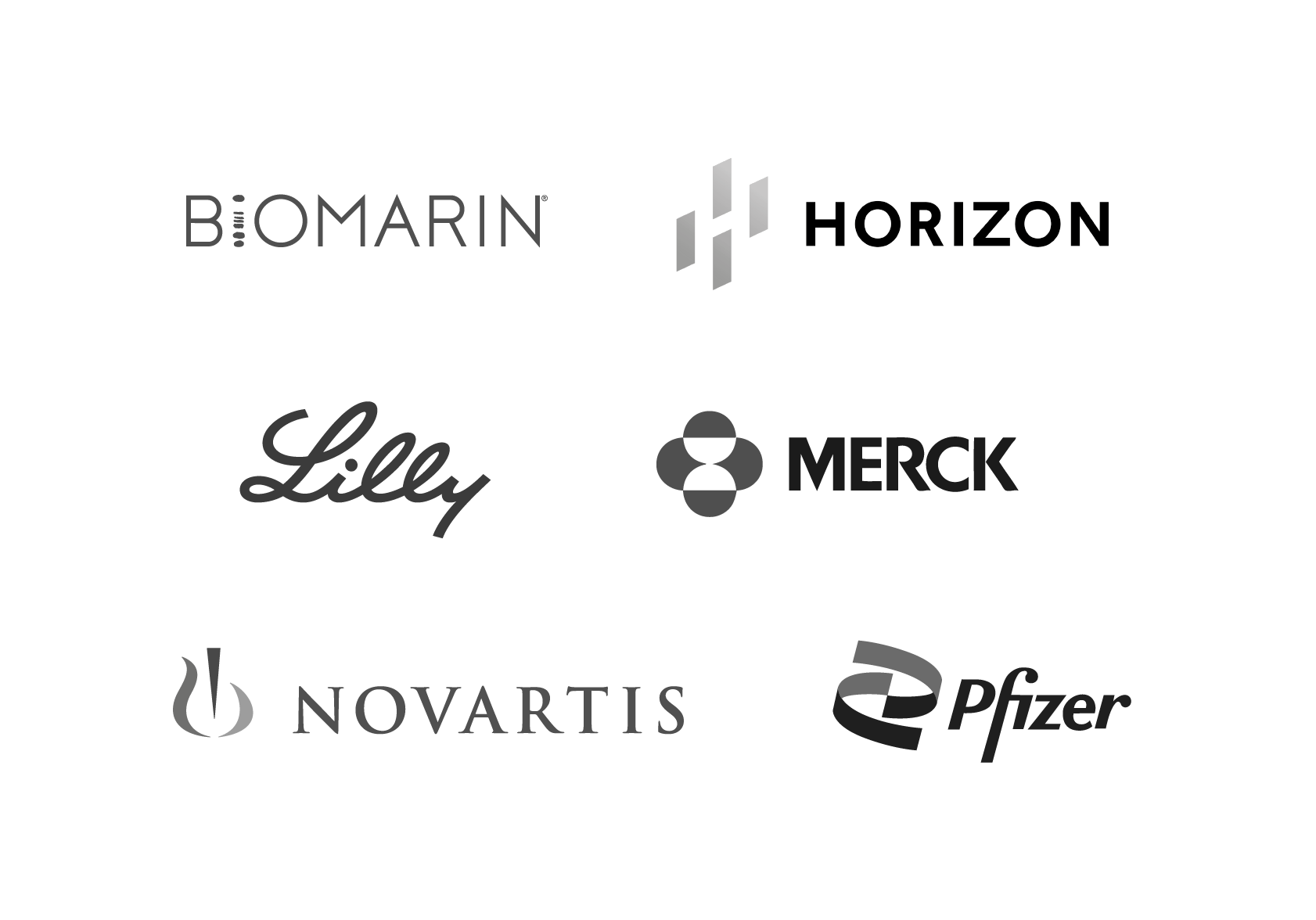 Biomarin, Horizon, Lilly, Merck, Novartis, Pfizer